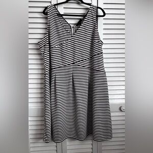 Lane Bryant Black and White Striped Fit and Flare Dress